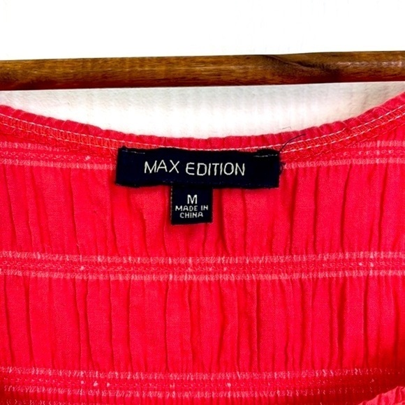 Max Edition - Coral White Stripe Drop Waist Sleeveless Midi Dress Size Medium - Picture 8 of 11